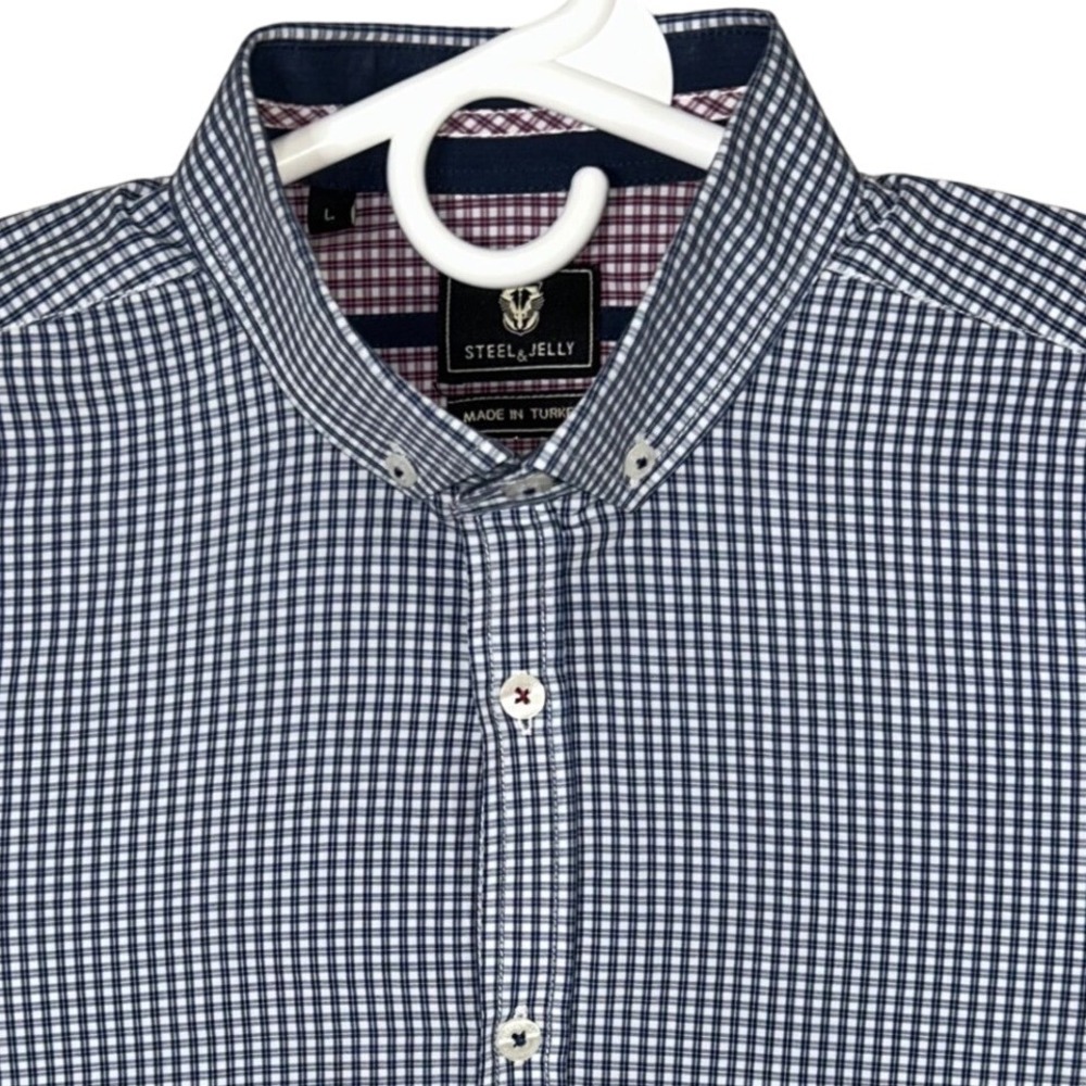 Steel & Jelly Mens Dress Shirt Long Sleeve‎ Button Down Gingham Checkered L